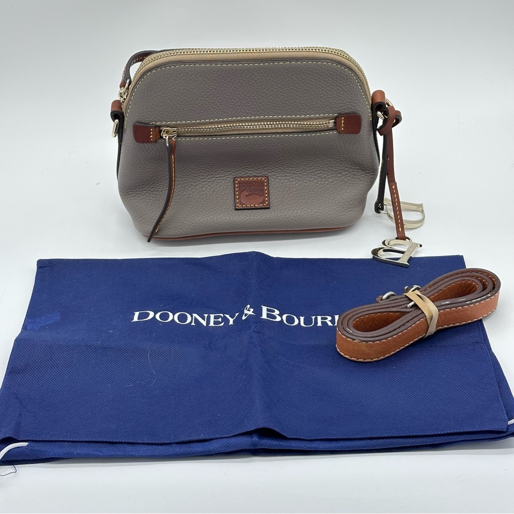 Dooney & Bourke Pebble Grain Tan Domed Crossbody Purse Bag With Dust Bag